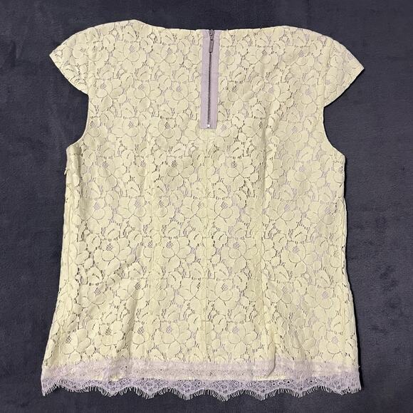 S. Oliver Womens Butter Yellow Lace Floral Blouse Size 6 Small Feminine Coquette - Picture 2 of 11